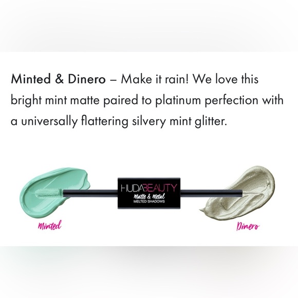 NIB HUDA BEAUTY Matte & Metal Melted Shadow in Minted & Dinero - Picture 5 of 10